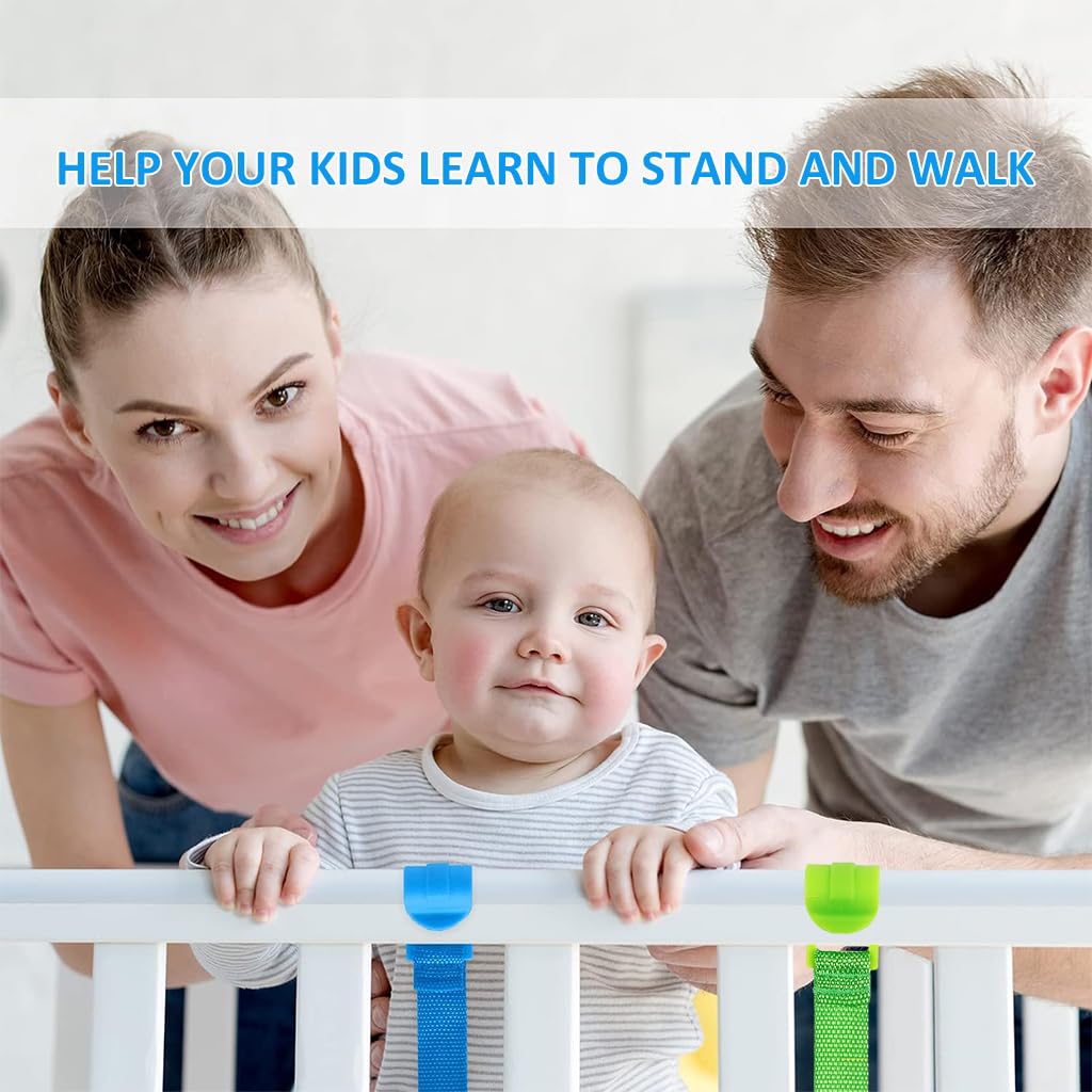 SNOWIE SOFT Baby Pull Up Ring for Crib Standing Assistant Ring Crib Gym Ring for Motor Skills Developing Crib Pull Ring for Toddler Walking Training Tool for Baby 6-18 Months, 2Pcs