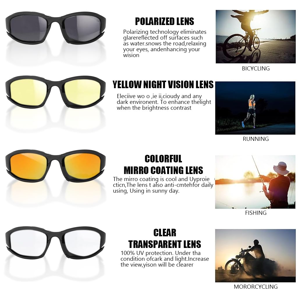 PALAY Outdoor Cycling Glasses HD UV400 Biking Goggles Unisex-Adult Sport Goggles Motorcycle Riding Goggles With 3 Lens & Wearing Strap, Storage Bag