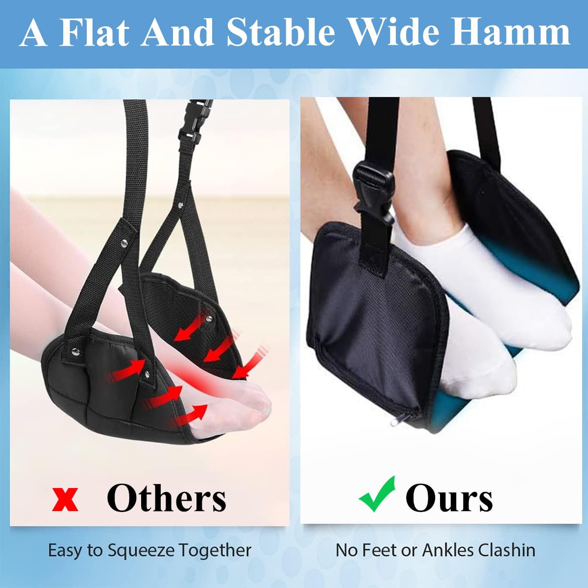 HASTHIP Airplane Footrest Hanging Travel Foot Rest with Ear Plugs & Eye Mask, Airplane Travel Accessories, Foot Hammock Portable Plane Leg Rest, Provides Relaxation and Comfortable for Long Flight