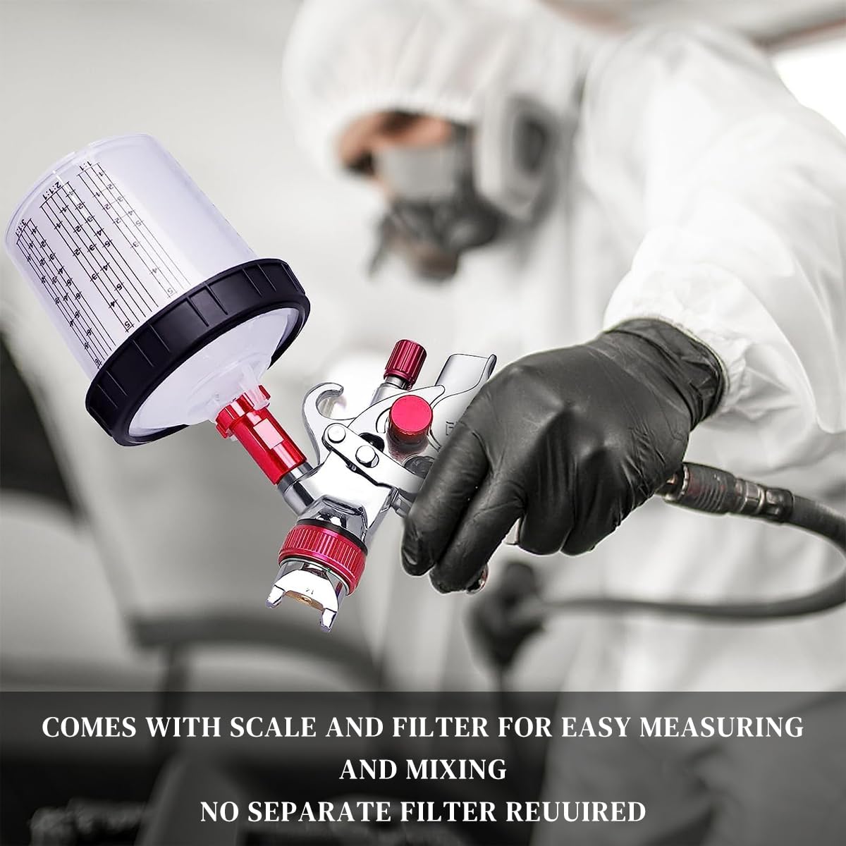 Serplex 600ml Disposable Paint Cup for Automotive Paint Spray Gun, HVLP Paint Spray Paint Gun, 10Pcs Standard Size Paint Cup with 10 Cup Liners, 10 Lids with Strainer, 1 Hard Cup