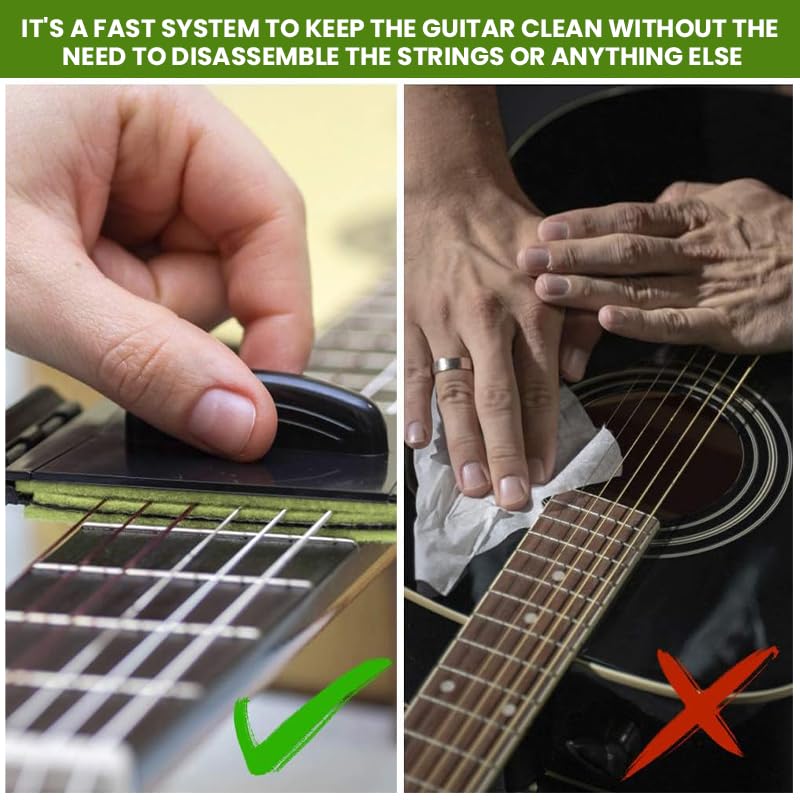 HASTHIP® Guitar String Cleaner Pad Double-Sided Scouring Polishing Fretboard Cleaning Cloth Reusable Maintenance Tool for Acoustic Electric Bass Accessory 2PCS