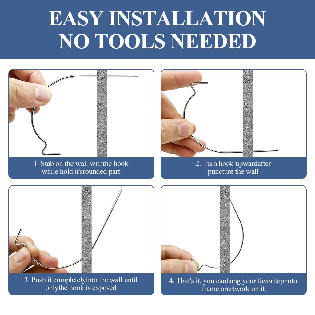 HASTHIP 20Pcs Wall Anchor Hooks Stainless Steel Curved Drywall Hanging Hooks Rat Tail Hanging Hook Entry Doorway Wall Hooks Multipurpose Wall Hooks for Hanging Picture, Flower Planter, Keys, Hats