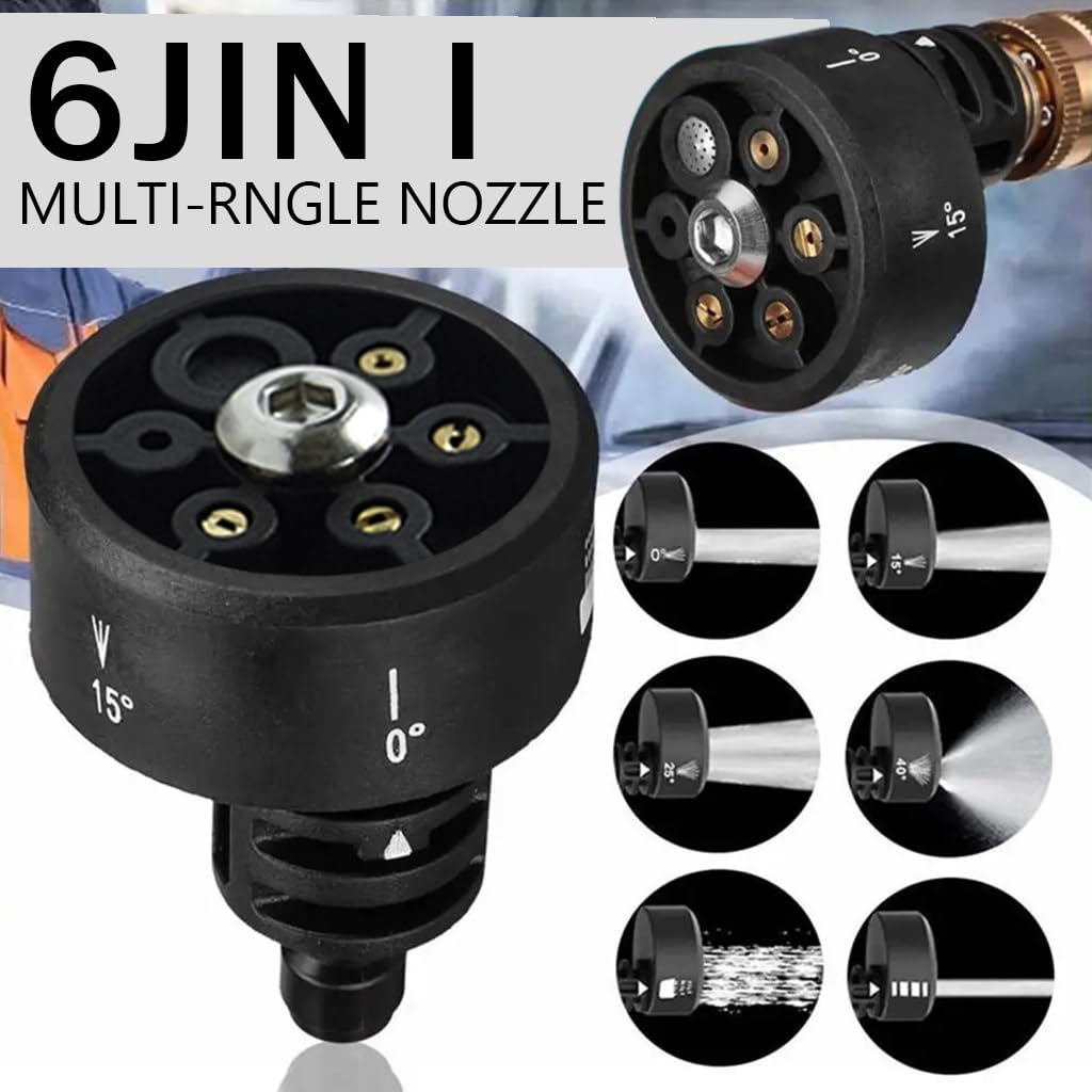 HASTHIP Car Washer Nozzle - Rotationally Adjustable Washer Nozzle - 6 Modes Multifunctional - ABS Material High-Pressure Car Washer Machine - Universal Car Washer Nozzle for Cleaners