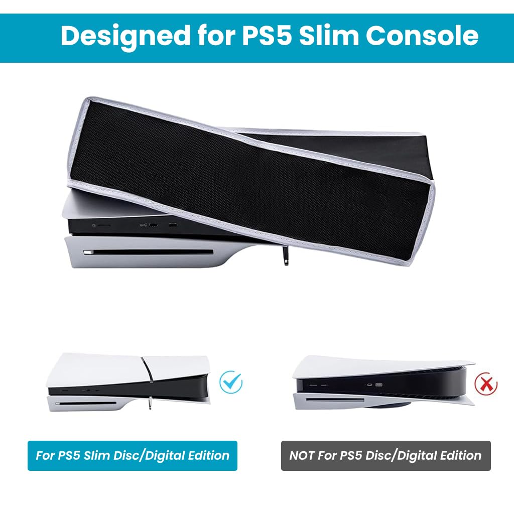 ZORBES Dust Cover for Sony PS5 Console, Oxford Cloth Dust Proof Cover for Sony Playstation 5 Game Console Cover Sleeve for PS5 Accessories Digital Edition & Disc Edition (Black)