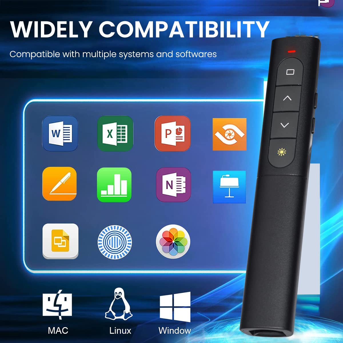 Verilux Pointer for Presentation with 2 in 1 2.4GHz Receiver USB Rechargeable Wireless Presenter Remote with Laser Pointer Presentation Clicker Volume Remote Control for Keynote/PPT/Mac/PC/Laptop
