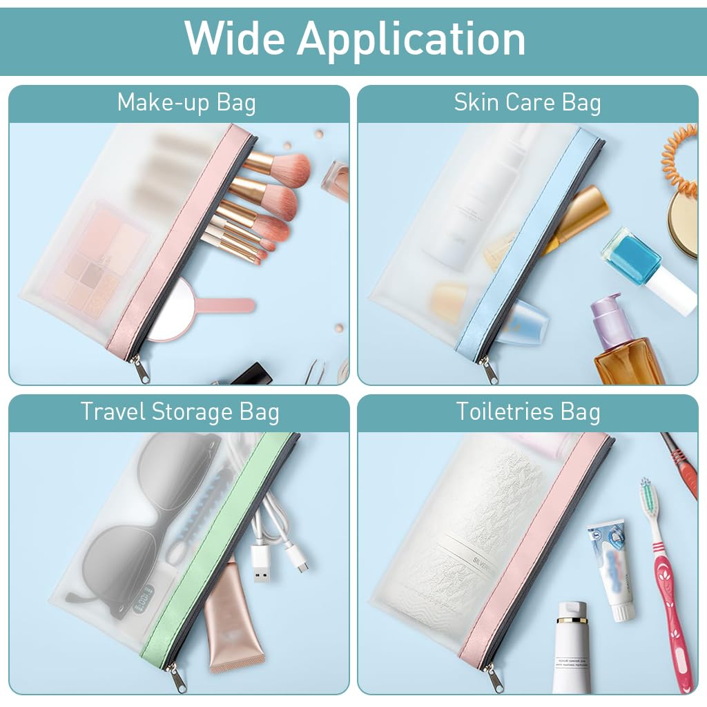 HASTHIP Pencil Pouches Set of 3Pcs PVC Semi-transparent Matte Pencil Pouches Pencil Case Students Pencil Pouches for School Office Stationeries Storage Pouches Waterproof Utility Pouches, 8.2