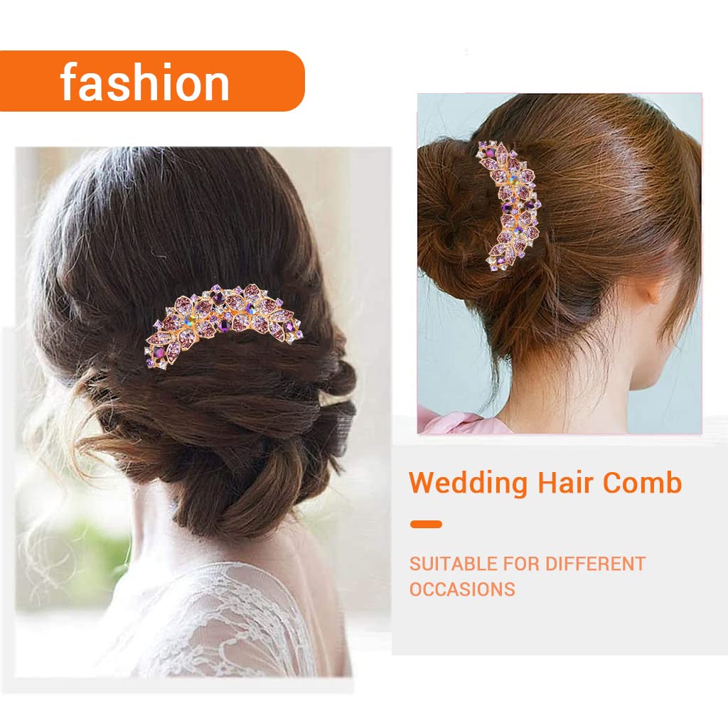 PALAY Metal Hair Clips for Women Stylish Latest Rhinestone 7-Claw Side Comb Clips for Hair for Women, Non-slip Bun Hair Comb Pin Hairpin Hair Accessories Ladies Gift