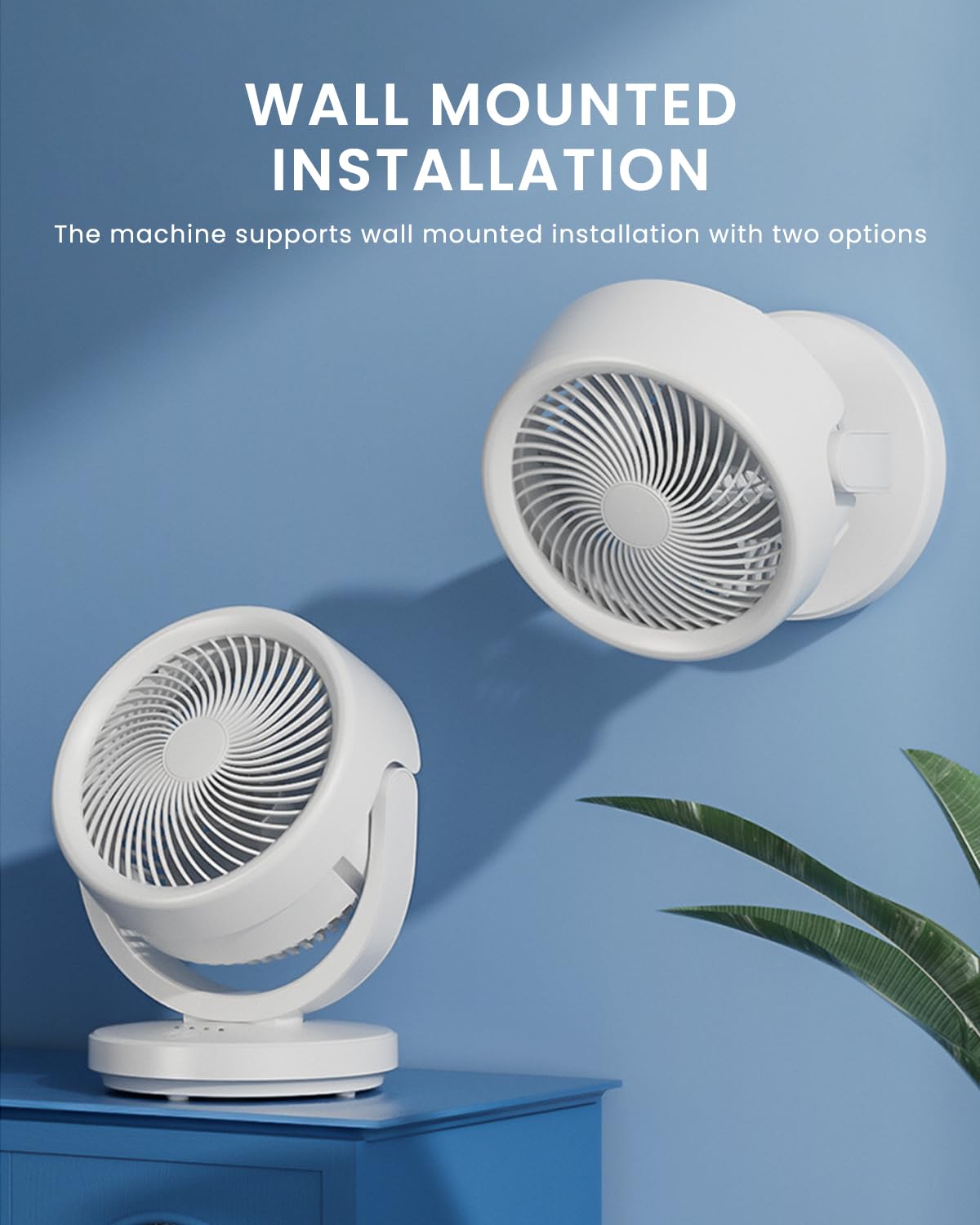 HANNEA Table Fan Small Size, Portable Rechargeable Mini Fan, USB Battery Fan Electric 8 Inch Hanging Low Noise, 90° Rotation, 4 Speeds Personal Desk Fan for Kitchen Home Office Outdoor Camping