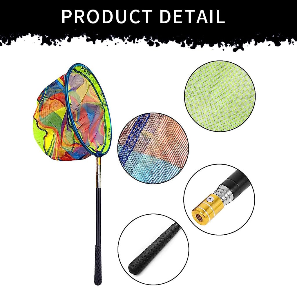 Proberos Fishing Net with Telescoping Pole Handle, Fishing Net Freshwater, Extend to 26-68 Inches, Fishing Accessories Butterfly Catching Releasing Nets for Kids Men Women Outdoor Garden Exploration