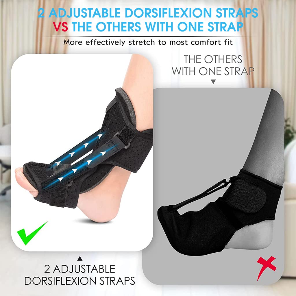 HANNEA Plantar Fasciitis Splint Plantar Fasciitis Heel Support for Man & Women Pain Relief Plantar Fasciitis Adjustable Foot Splint Massage Ball, Fasten Strap, 2 Arch Pad, Drawstring Pouch