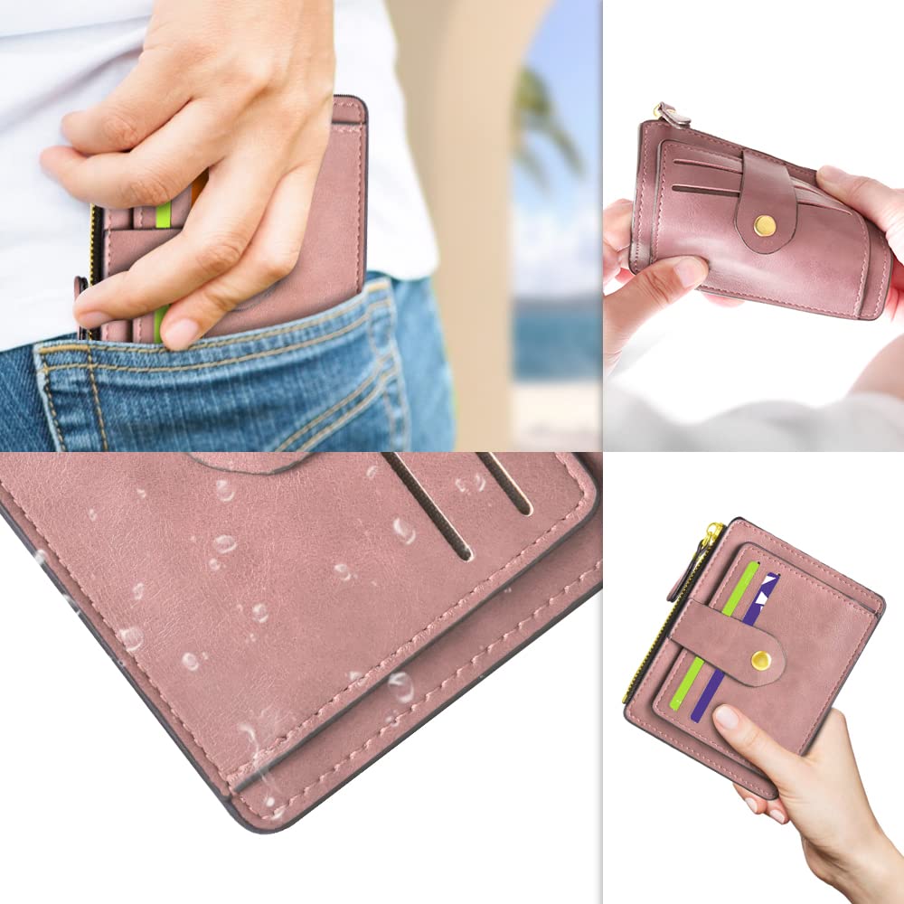 PALAY Leather Credit Card Holder Wallet for Men Slim Pocket Thin Wallet Zipper Purse for Men & Women Slim Minimalist Front Pocket Card Organizer Gift Wallet