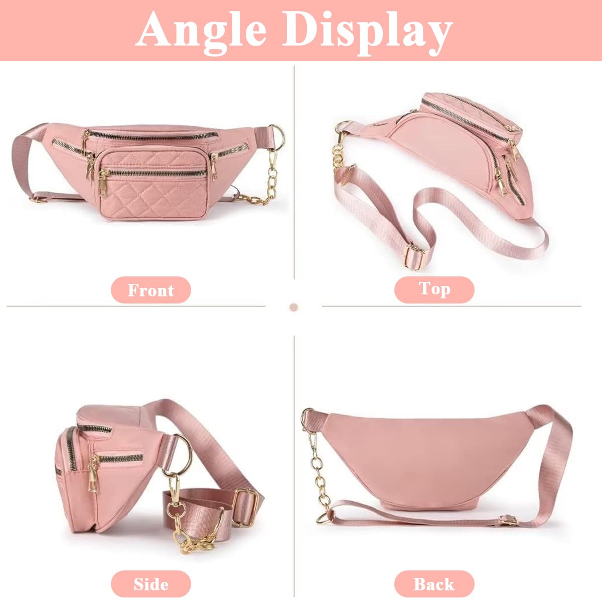 PALAY Chest Bag for Women Fashion Crossbody Bag Phone Bag Stylish Nylon Crossbody Shoulder Bag Mobile Cell Phone Holder Pocket Purse Wallet Sling Bag Mini Shoulder Bags (Pink )