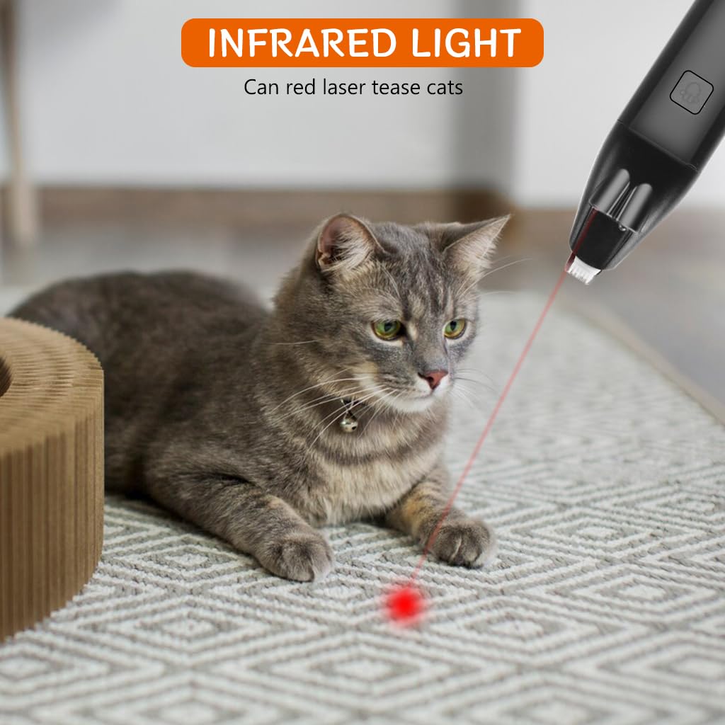 Qpets Dog Hair Cutting Machine, Pet Hair Trimmer for Dog Cat witn LED/Red Laser/UV365 Purple Light, Electric Grooming Clippers for Hair Around Paws, Buttocks, Eyes & Ears for Small Pets