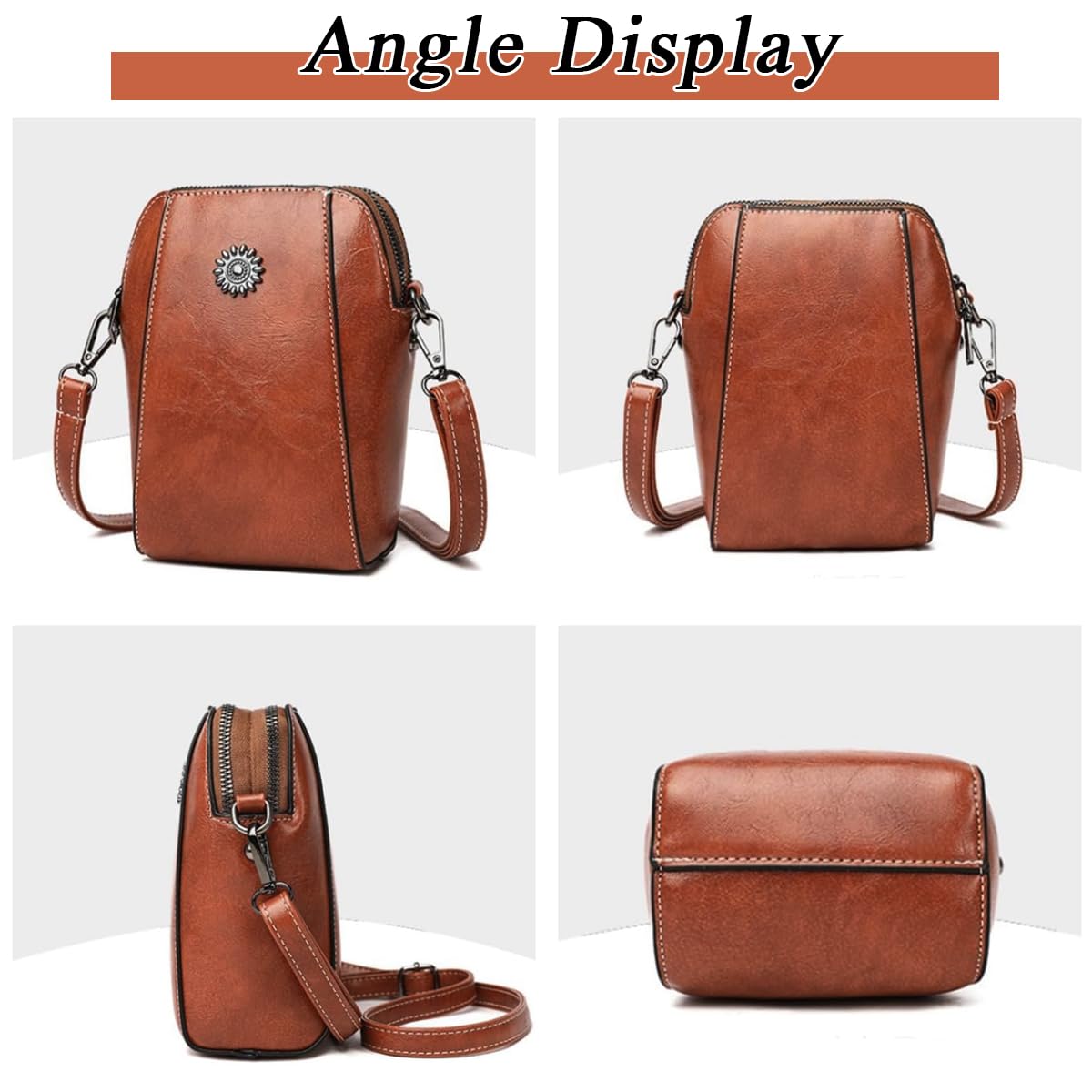 PALAY Small Women Crossbody Phone Bag Vintage Brown PU Leather Shoulder Bag Fashion Women Small Sling Bag Phone Pouch Purse Bag