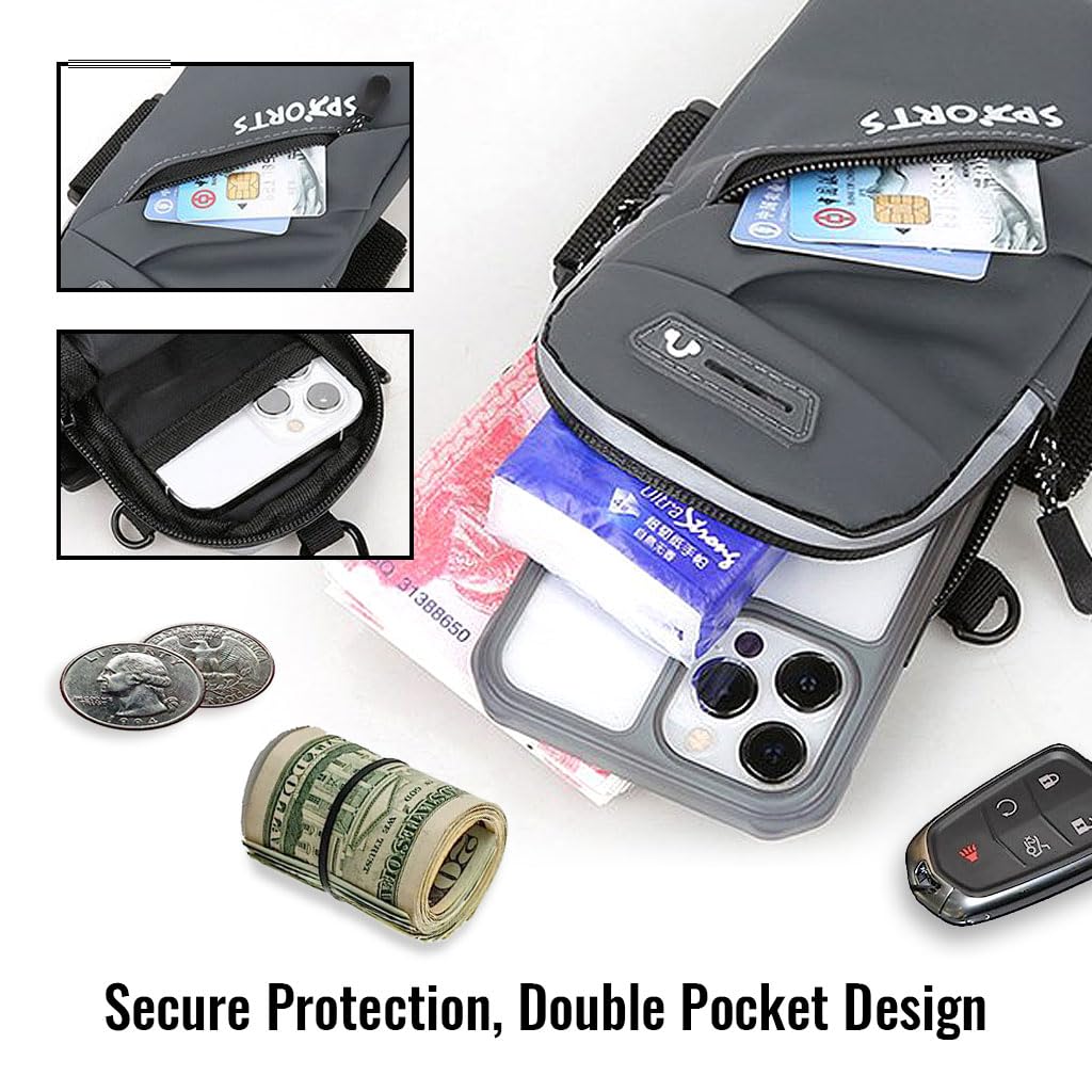 Optifit Armband for Mobile Phone Running with Detachable Strap, Waterproof Sling Bag, Arm Band Reflective Phone Bag for iPhone 14, 13, Large capacity Mobile Band for Running for Within 7in 's Mobile