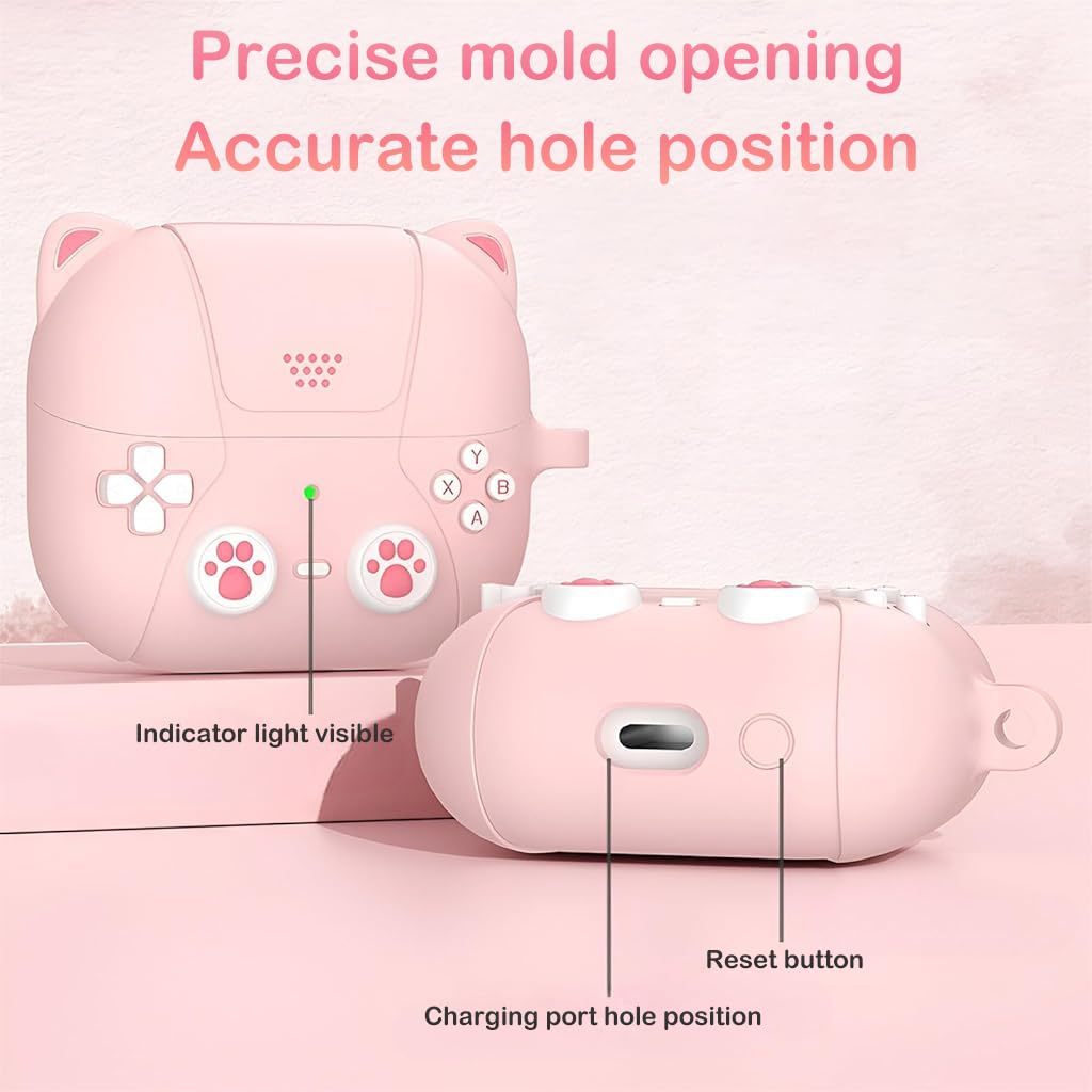 ZORBES Earbuds Case Cover for Samsung Galaxy Buds 3 Protective Silicone Skin Cover with Carabiner Fashion Retro Gaming Machine Earbuds Case Cover for Samsung Galaxy Buds 3/3 Pro, Pink
