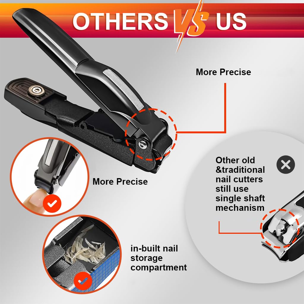 MAYCREATE Nail Cutter Set of 2Pcs Nail Clipper with Nail File Stainless Steel Nail Cutter Splash-proof Thick Nail Clipper Fashion Travel Nail Cutter Nail File with Storage Case