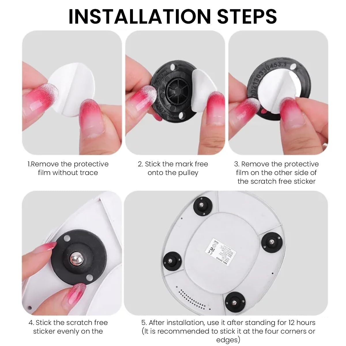 HASTHIP 20pcs Self Adhesive Caster Wheels, 360 Degree Swivel Mini Adhesive Wheels, Stainless Steel Ball Casters for Flower Pot, Trash Can, Air Fryer, Storage Box, Small Furniture (1.37 inches)