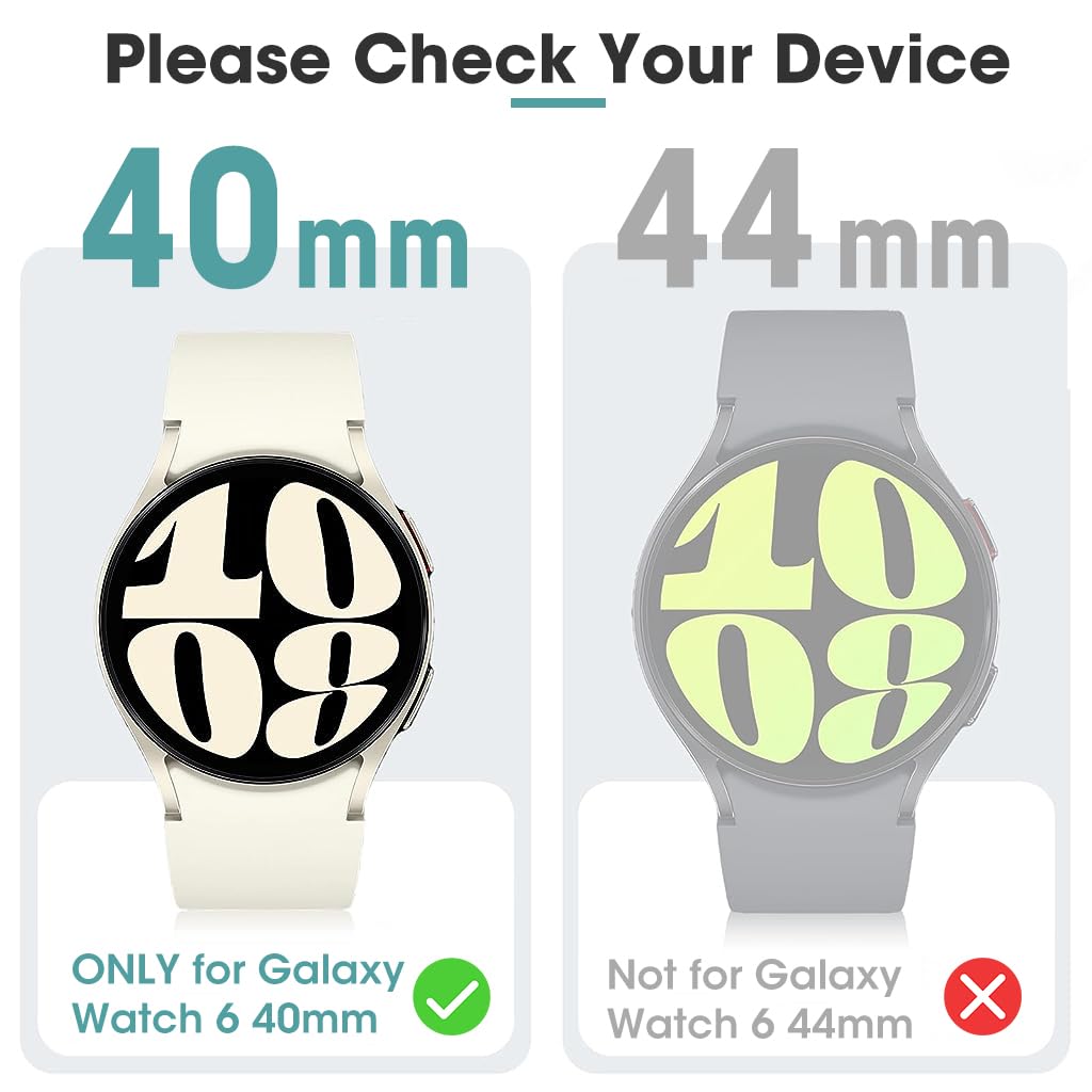 ZORBES Screen Protector Case for Samsung Galaxy Watch 6 40mm, Hard PC Bumper & HD Anti-Fog Tempered Glass Watch Face Cover for Galaxy Watch 6 40mm (Black+Clear), No Samsung Galaxy Watch 6