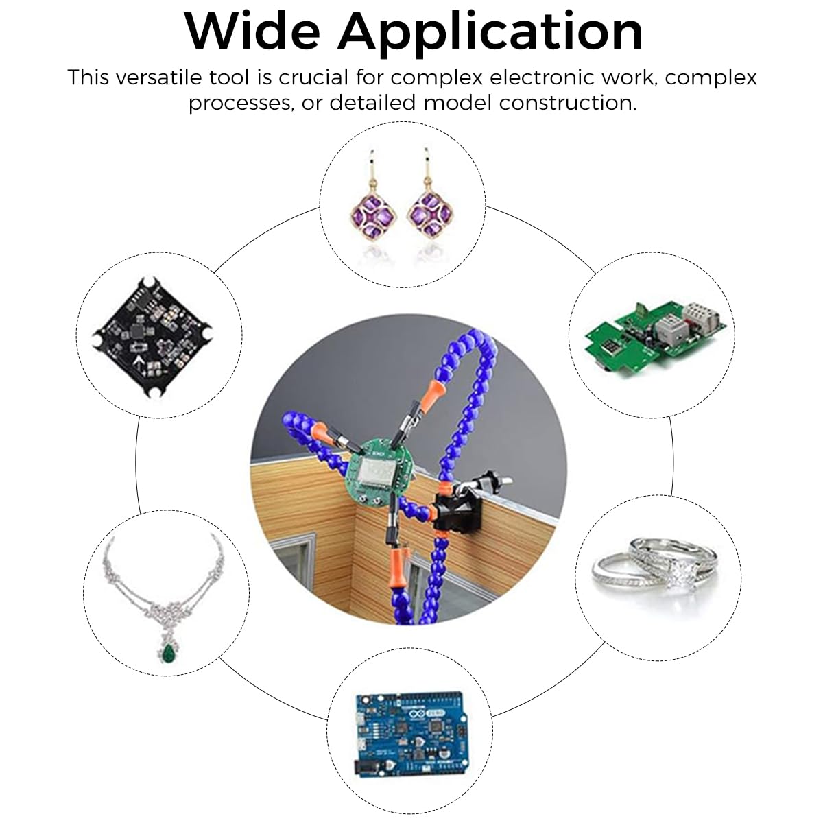 Serplex Soldering Helping Hands Clamp, Third Hand Soldering Tool with 3 Flexible Alligator Clip Arms, PCB Third Hand Holder Soldering Station Vise Table Clamp PCB Holder for Electronics Repair
