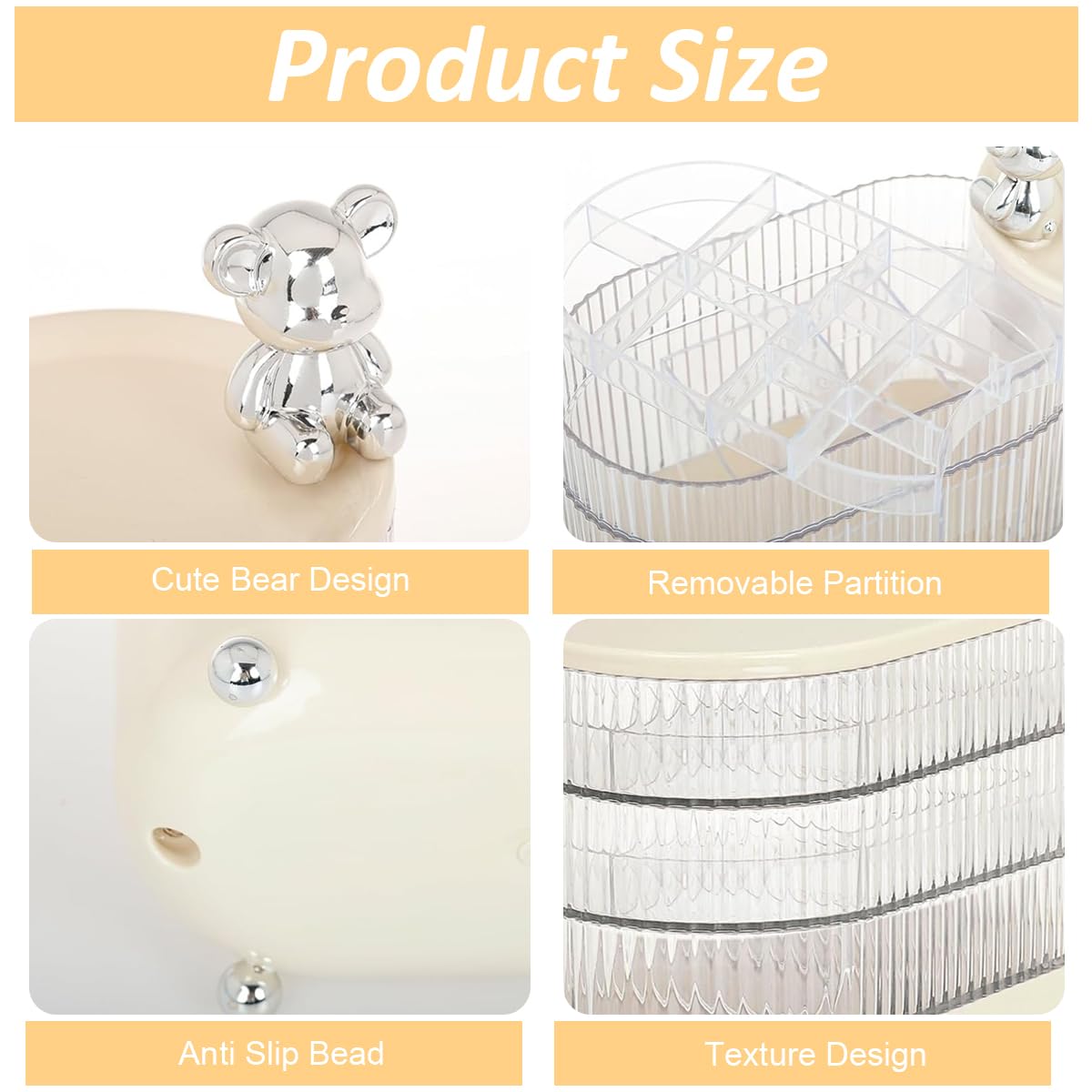 HASTHIP Jewellery Organisers 4-Tiers Jewelry Box Rotatable Hair Accessories Organizer Stand Elegant Dresser Table Acrylic Clear Storage Box for Hair Tie, Scrunchie, Earrings, Bracelets Holder