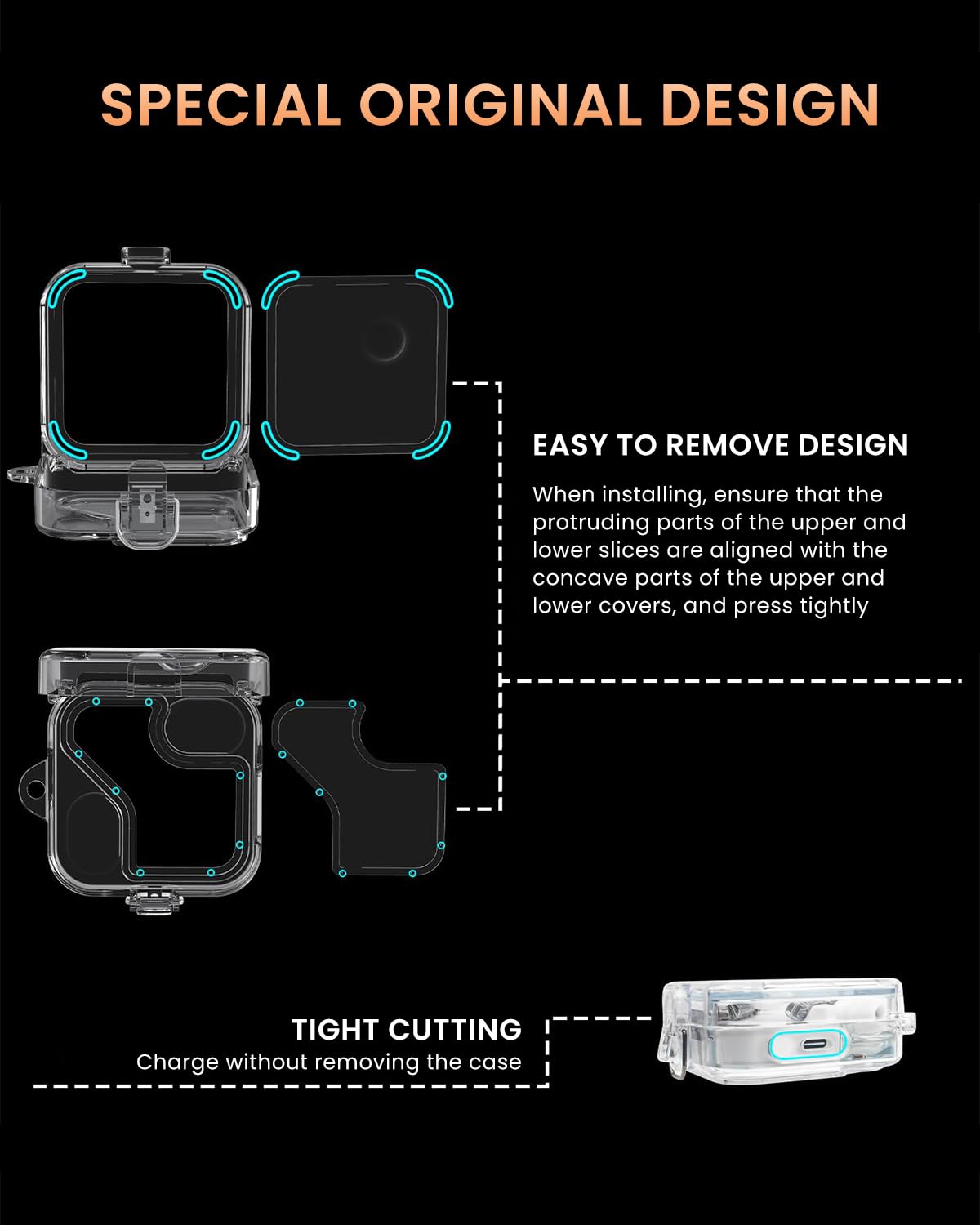 ZORBES Protective Case for Nothing Ear 2, Shockproof PC Case for Nothing Ear 2 Charging Case, Safety Buckle Design, Fashion Transparent Protective Skin Cover with Lanyard and Keychain