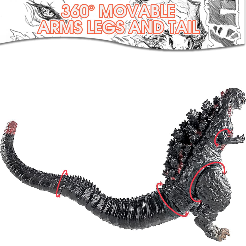 PATPAT GodZilla Toys 6.7'' PVC, King of Monster Model Collection Burning GodZilla Action Figures Soft Touch Vinyl PVC Monster Toy Dinosaur Toys for Kids Birthday Christmas Gifts for Boys Girls