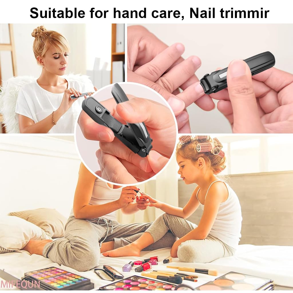 MAYCREATE Nail Cutter Set of 2Pcs Nail Clipper with Nail File Stainless Steel Nail Cutter Splash-proof Thick Nail Clipper Fashion Travel Nail Cutter Nail File with Storage Case