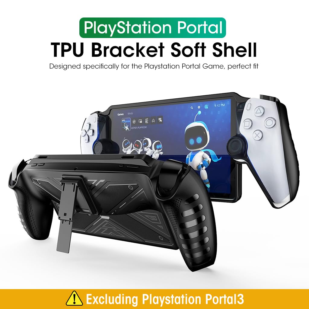 ZORBES Protective Case Cover for Playstation Portal Game, TPU Protective Skin Cover for Playstation Game Console with Kickstand, Anti-Scratch Protective Cover for Playstation Portal Game Machine Protector