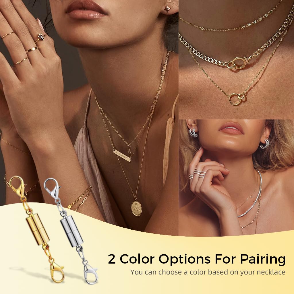 SANNIDHI 6 Pair Bracelet Lobster Clasps Strong Magnetic Bracelet Connector Clasps Accessories Gold and Silver Jewelry Clasps Extender Clasps for Jewelry Making, Bracelets