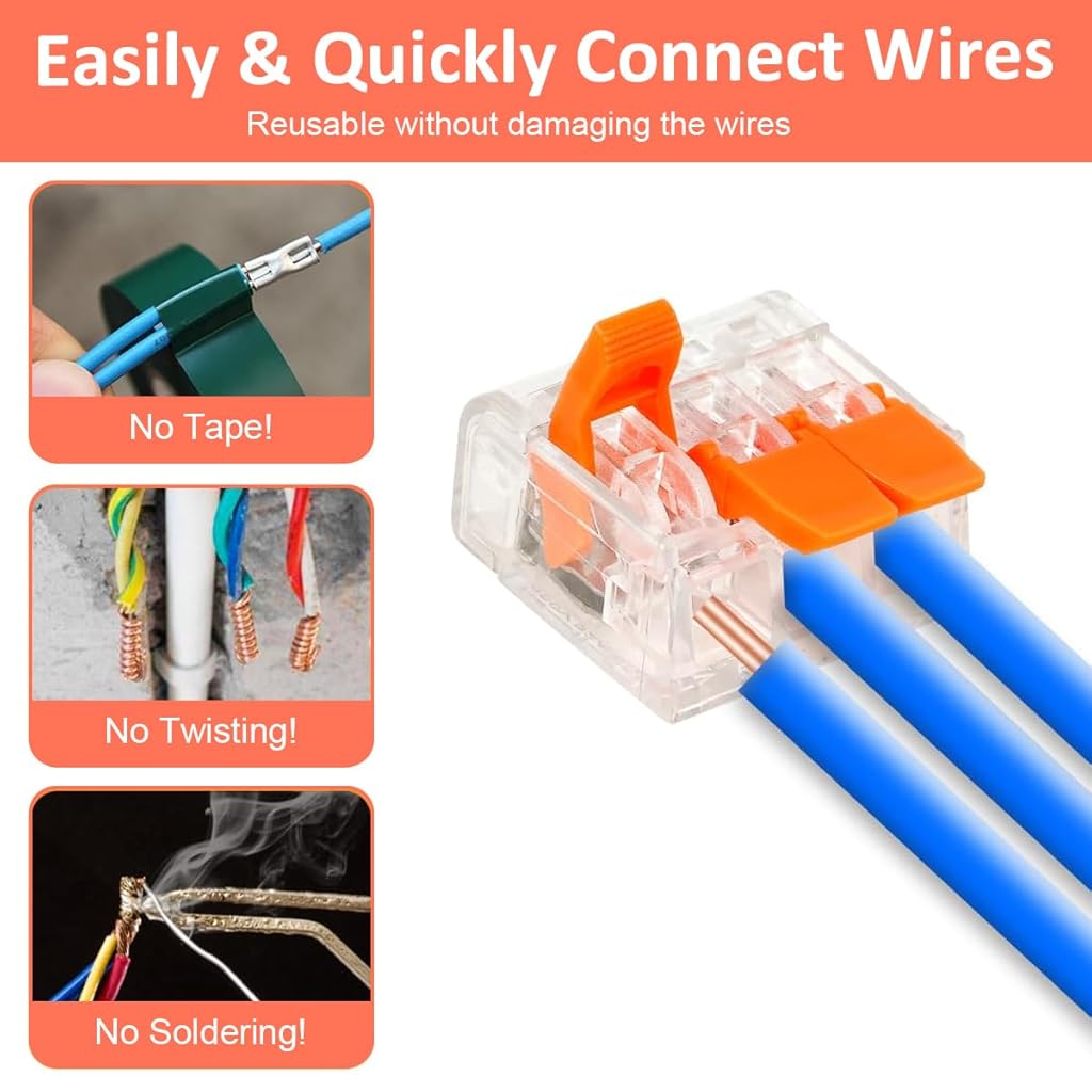 Serplex® 120PCS Cable Connectors Set with 2-Slot 3-Slot 5-Slot Configurations Lever Nut Assortment Splicing Connector Kit Electrical DIY Compact Wire for AWG 24-12