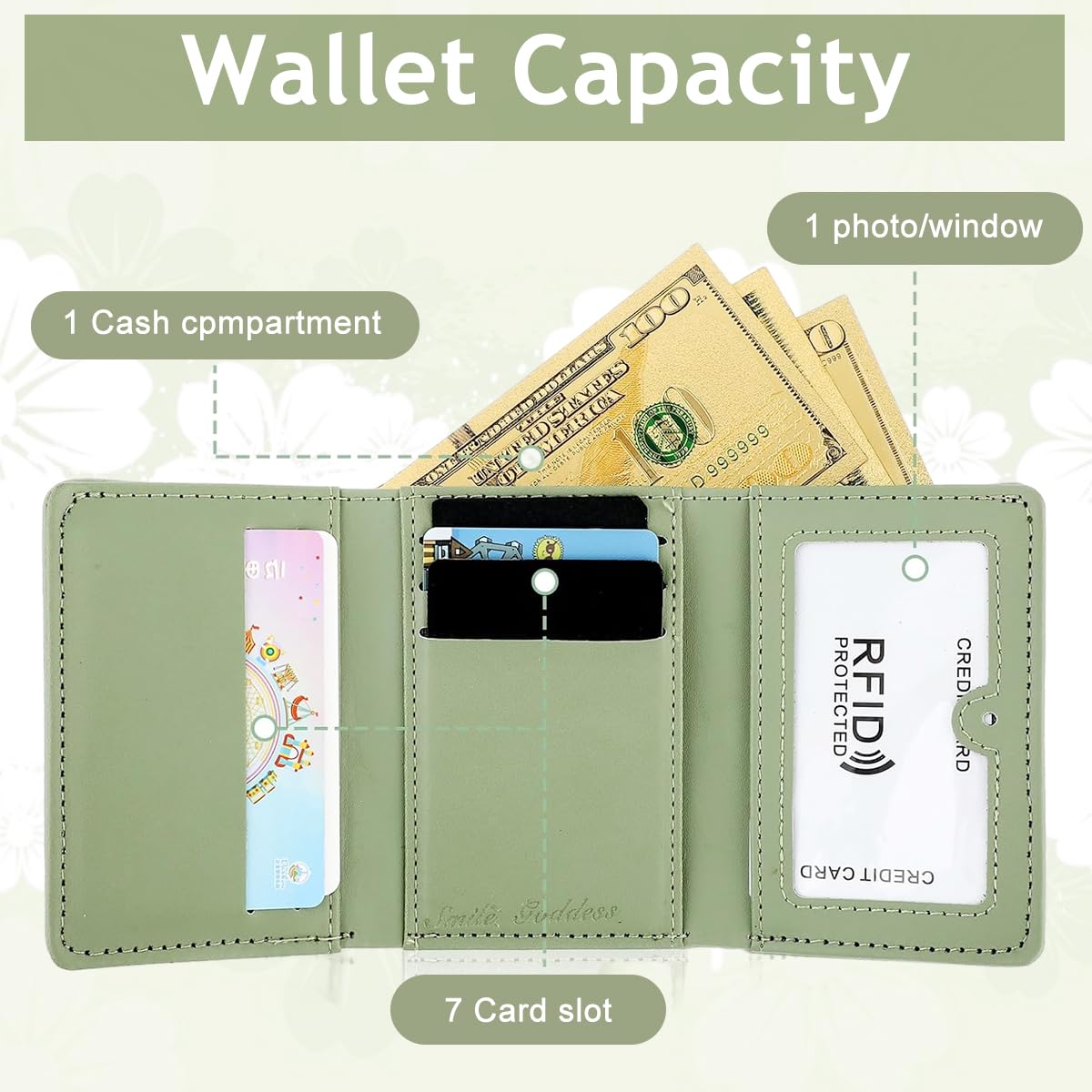 PALAY PU Leather Card Bag Purse Stylish Women Card Bag Purse Cash Wallet Portable Wallet Coin Bag Bifold Wallet for Women Gift Wallet for Women