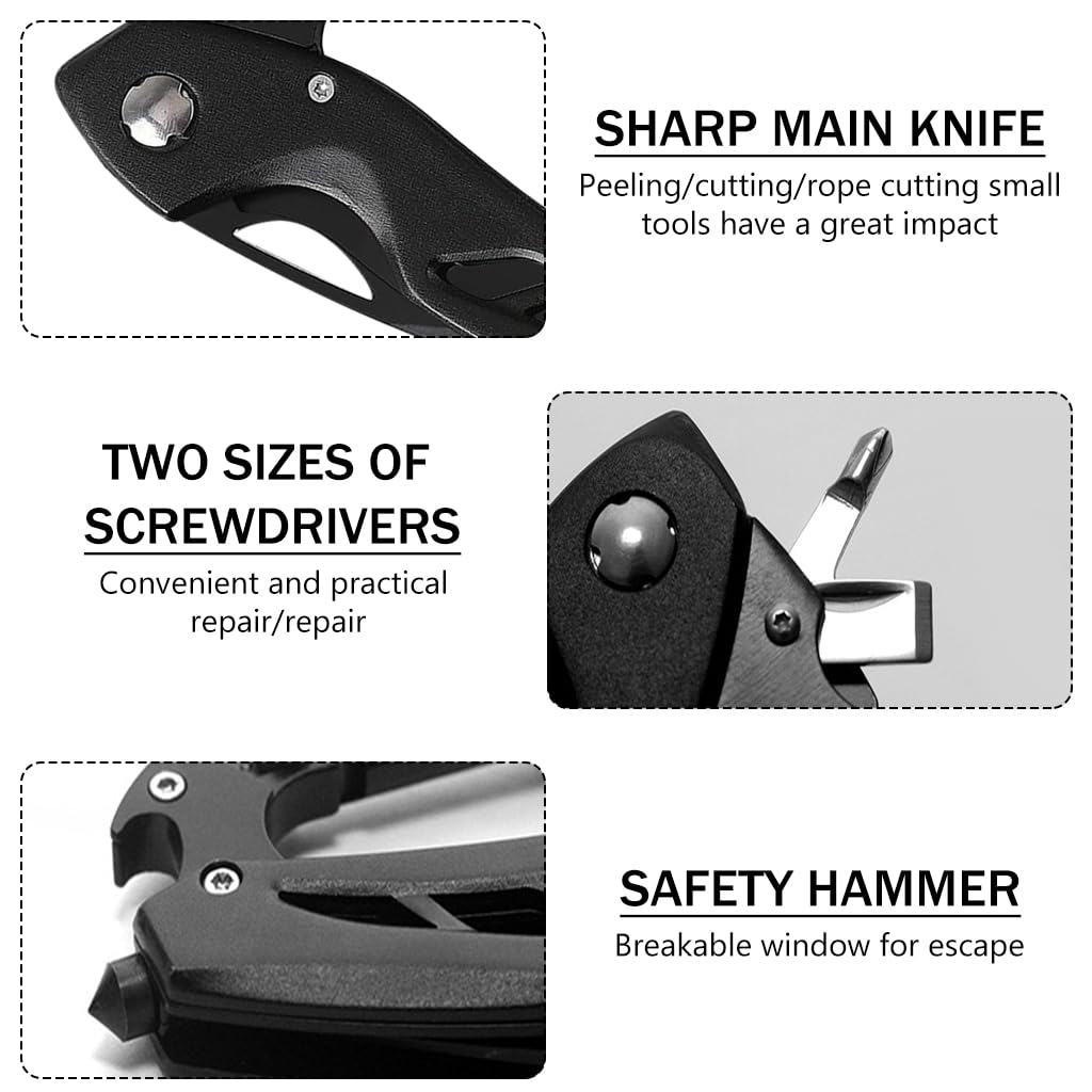 Optifit Fathers Day Gifts, Multifunctional Carabiner Duty Stainless Steel Carabiner, Portable Multi Tool, Multi tool for Climbing, Camping, Cycling, Hiking, Stainless Steel