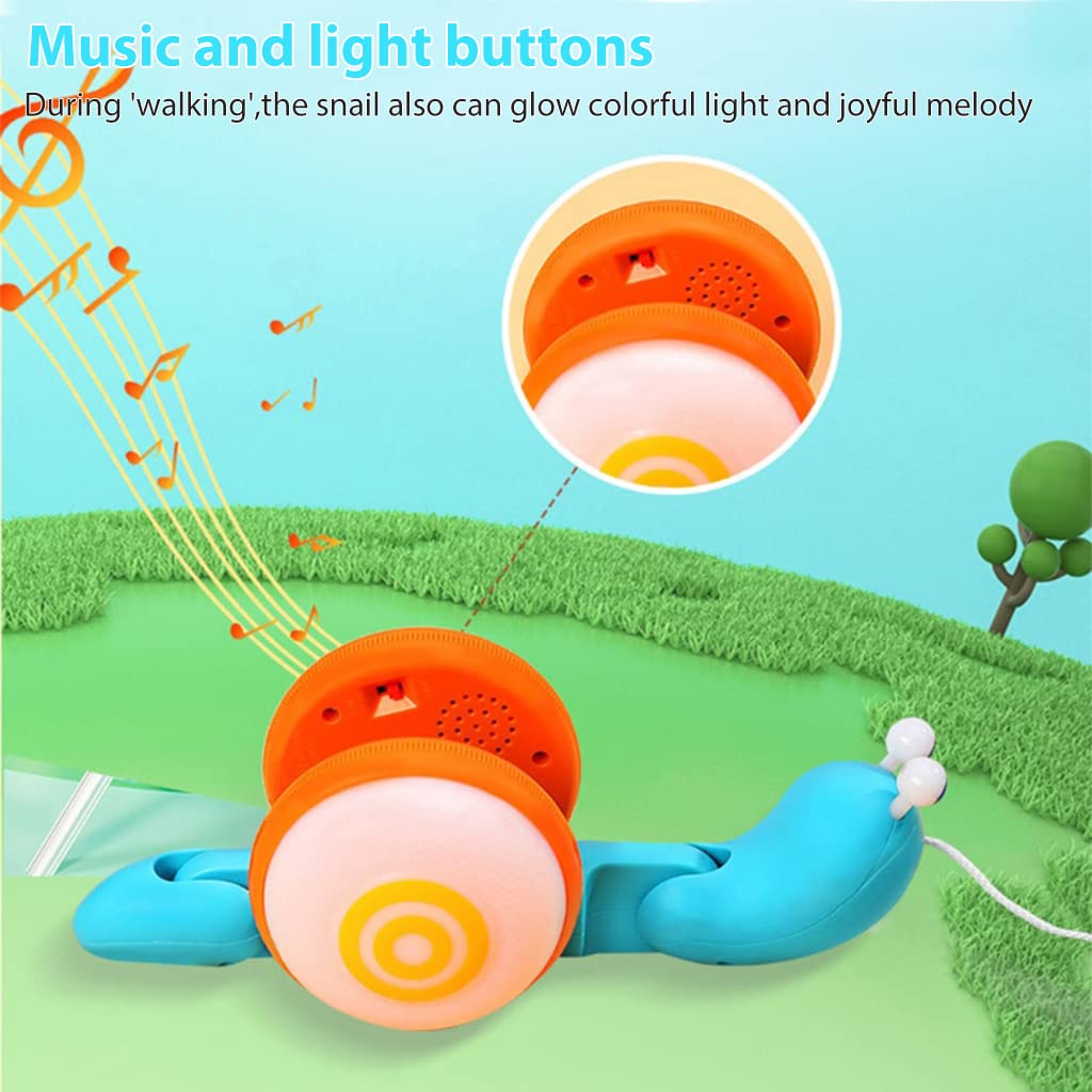 PATPAT Snail Pull Along Toy Cartoon Pet Toy for Kids Musical and Light Toy for Kids Montessori Sensory Toys for Toddlers Birthday Gift for Toddlers 1-3 Encourage Walking, Develops Gross Motor Skills