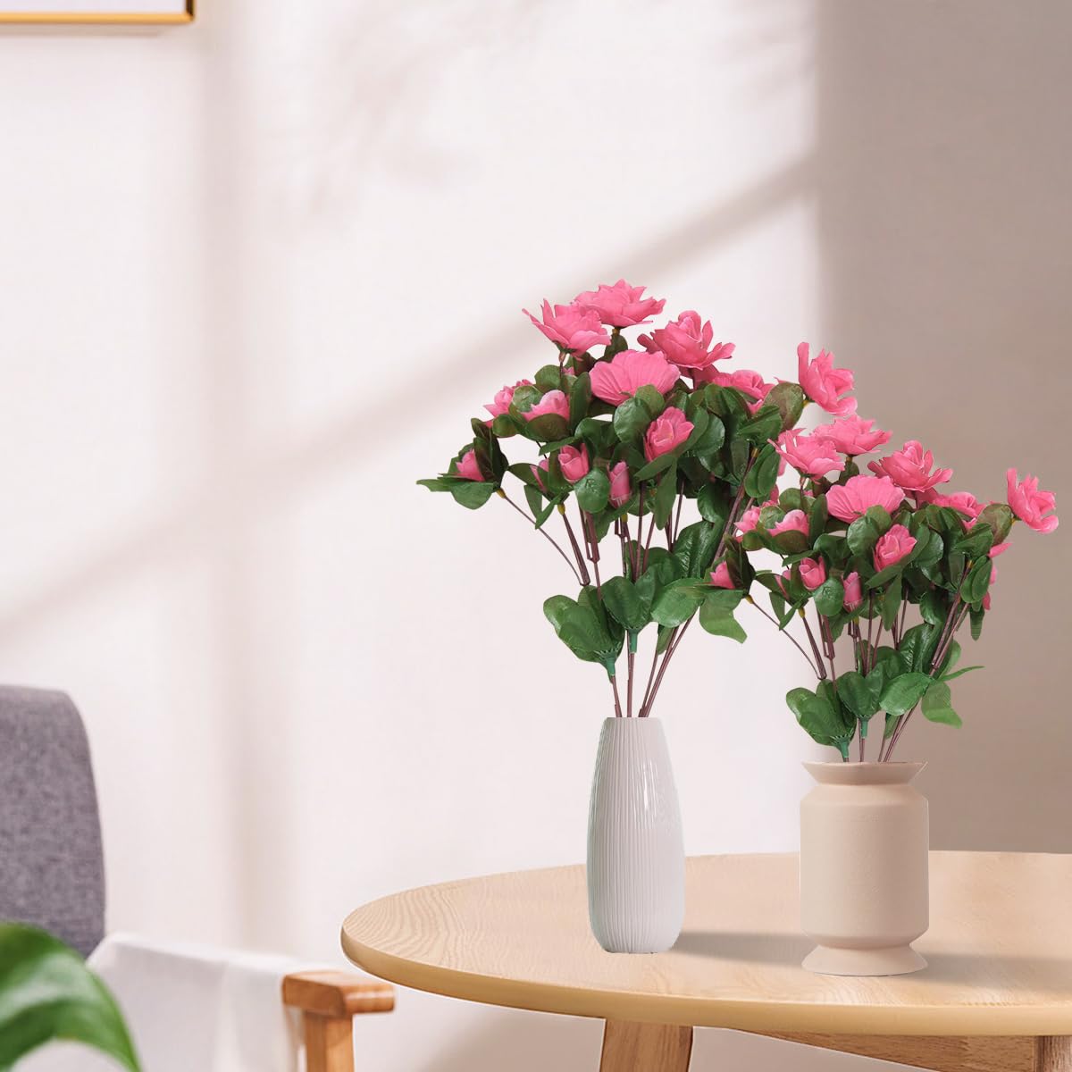 HASTHIP 2 Bouquets Rhododendron Artificial Flower, Retro Style Natural Simulated Flowers DIY Fake Flowers for Home Decor Indoor and Wedding, Pink