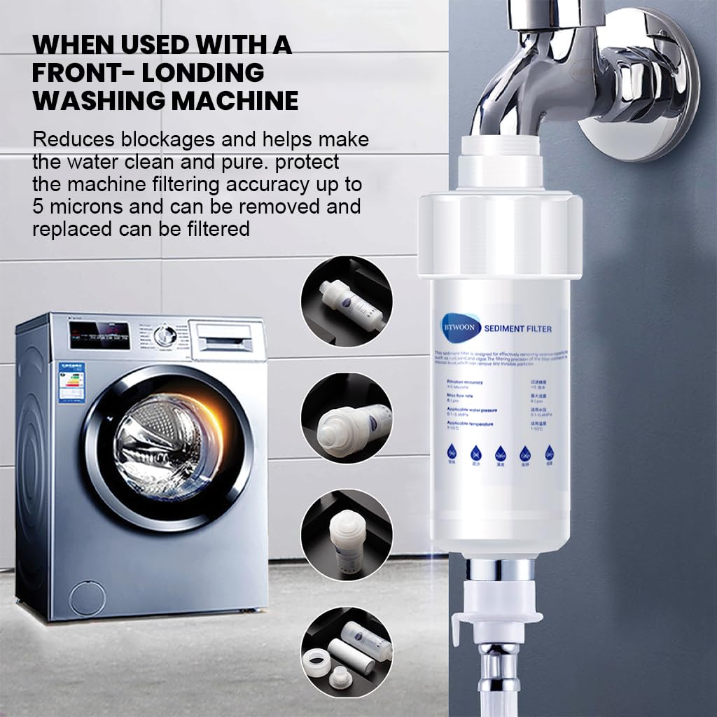 Serplex Sediment Water Filter for House Water System Water Filter Cartridge with 3 Replacement Filter Cartridge Universal Sediment Water Filter for Laundry, Kitchen, Bathroom, Toilet Water System