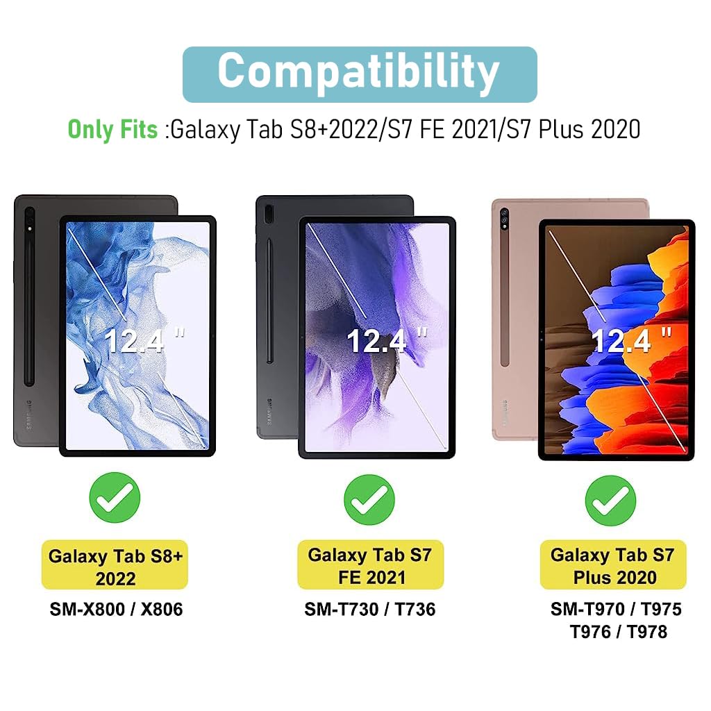 ZORBES [2-Pack Screen Protector for Samsung Galaxy Tab S7 FE 5G/S9 Plus/S8 Plus/S7 Plus 12.4 inch, Tempered Glass Screen Protector HD Anti-glare Screen Film Guard Anti-Scratch Tempered Film, 12.4