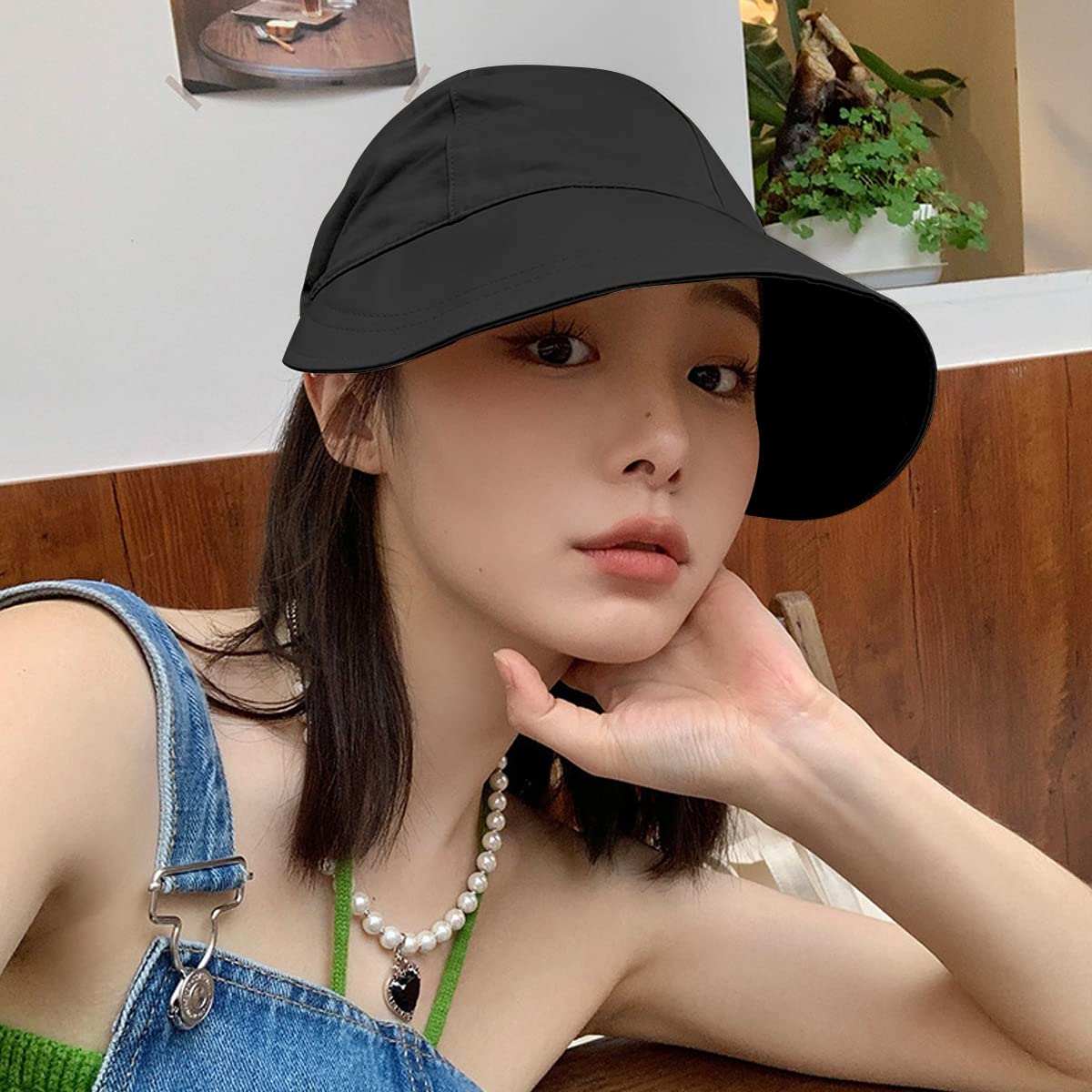 PALAY Bucket Hat for Women Sun Protection Wide Brim Summer Sun Hats for Women, Fashion Lightweight Quick Dry Cap Beach Hat - Adjustable Drawstring- Black