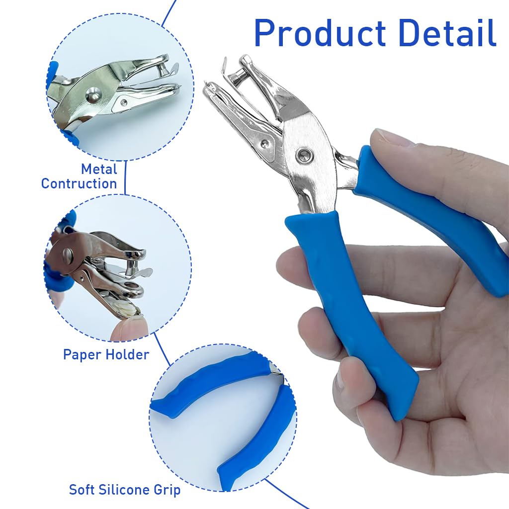 Supvox Single Hole Punch Paper Punch 1/4'' Paper Hole Puncher Rubberized Handle Small Hole Puncher for Inserting Papers into Binders, Scrapbooking, Fastening Pages