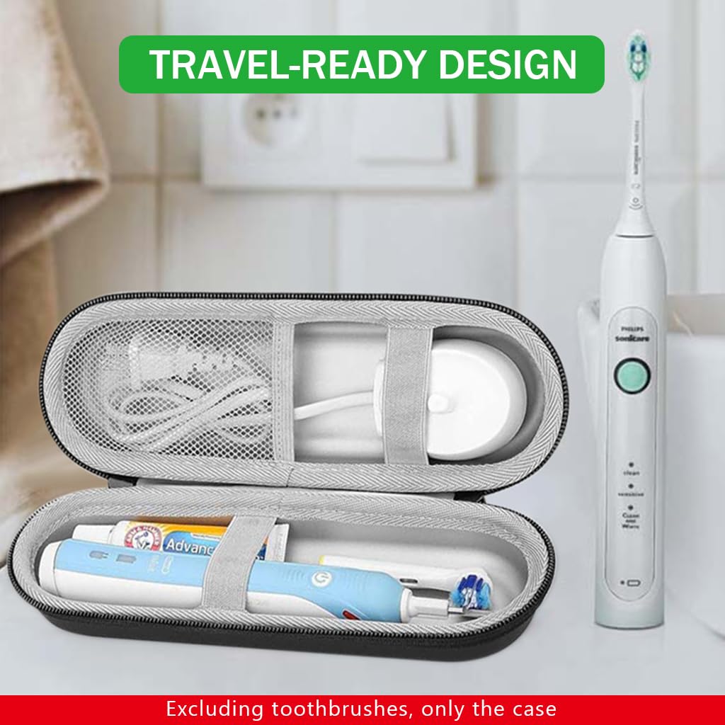 HANNEA Electric Toothbrush Hard Travel Case Compatible with Oral-B Pro Pro 500 300 1500 iO series 7 8 9 Electric Toothbrush, Portable EVA Protective Storage Bag Holder with Mesh Pocket