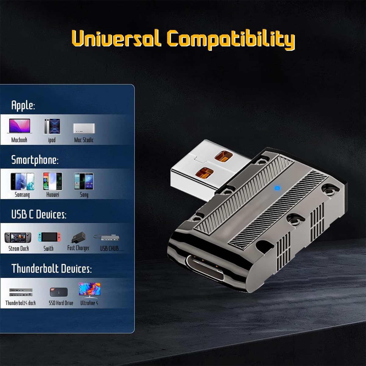 Verilux USB C to USB OTG Adapter USB A Male to USB C Female USB 3.1 Adapter Support 120W Fast Charing & 10Gbps Data Transmission Type C Charging Adapter for Phone, Tablet, PC, Laptop
