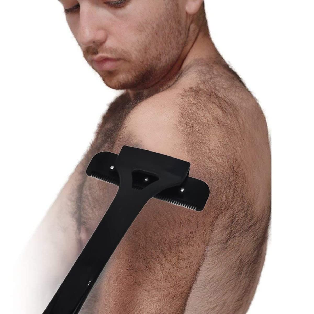 MAYCREATE Back Shaver for Men, Back Hair Removal and Body Shaver with Foldable Long Handle, Replaceable Ultra Wide Blades, DIY Shave Wet or Dry
