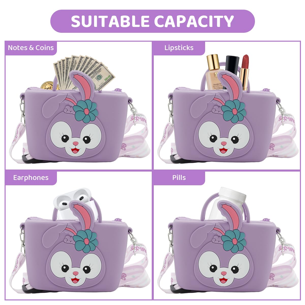 PALAY Mini Stella-Lou Silicone Cute Sling Bag for Girls Kids, Kawaii Handbag for Kids Cute Crossbody Bags Coin Bag Christmas Gift