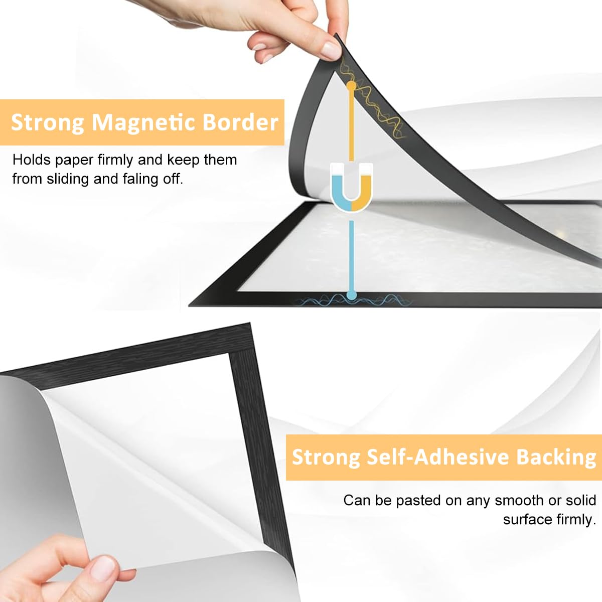 Climberty 3Pcs Magnetic Cover Sign Holder with Self-Adhesive Backing, Clear PVC Wall Sign Display for Menus Notices Flyers, Poster Holder Leaflet Holder for Office, Restaurant, Store (8.5''x11'')