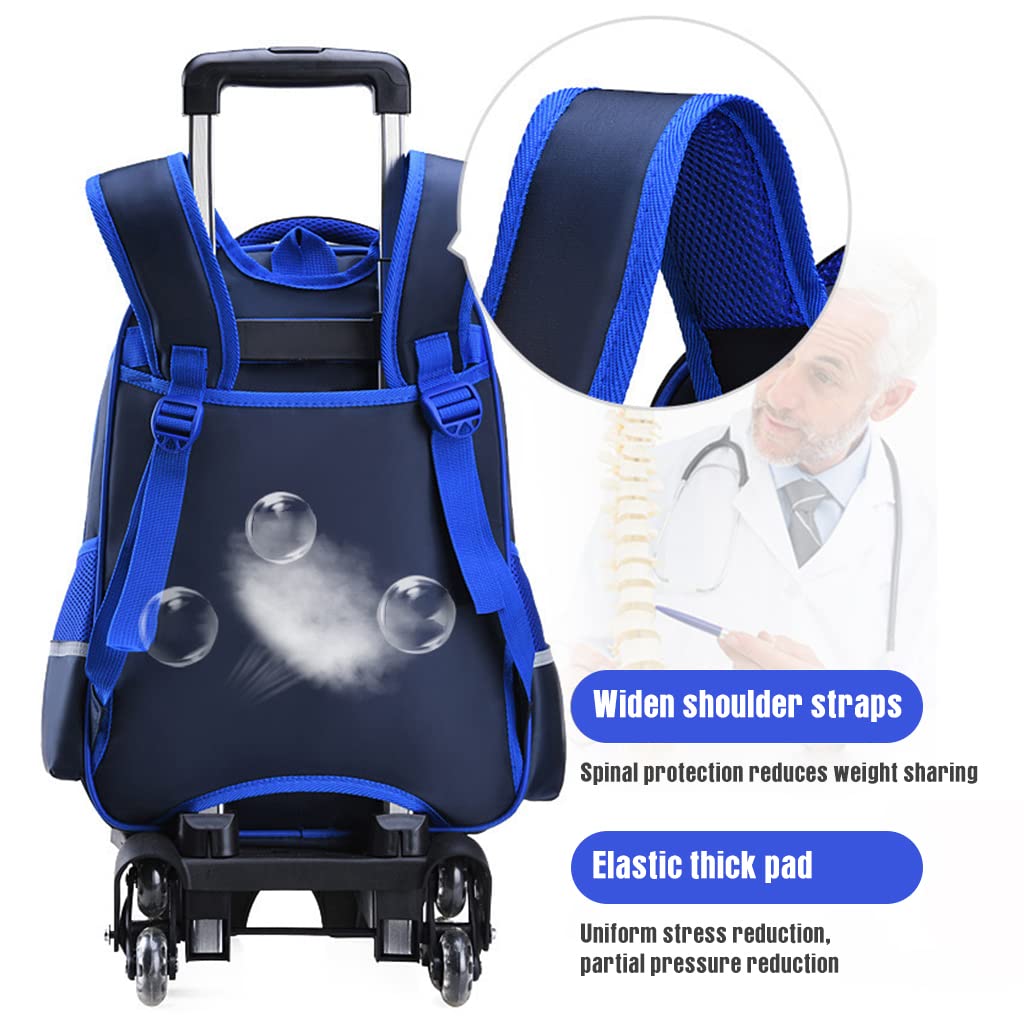 PALAY School Backpack for Boys Girls Travel Backpack on Wheel Boys School Backpack with 6 Wheel, Detachable Wheel Stand with Puller New School Bag for Primary Gift School Backpack