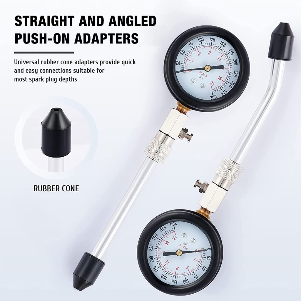 ZORBES 8 PCS Diesel Engine Compression Gauge Tester with Portable Box,Professional Cylinder Pressure Test Tool Kit for Car & Truck, Automotive Test Kit