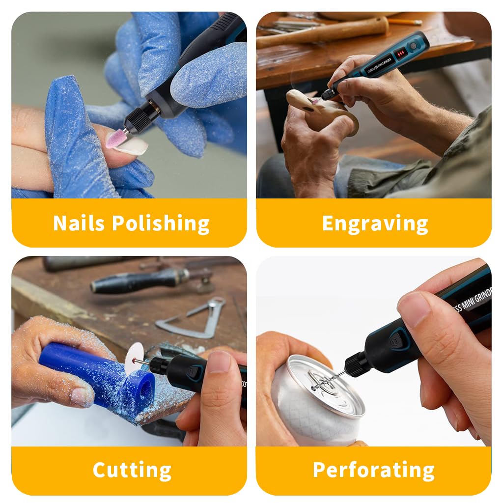 Serplex Electric Engraving Pen Kit with 44 Bits Cordless USB Engraving Pen Engraving Machine Engraving Pen Kit Includes Pattern Templets DIY Engraving Pen for Wood, Stone, Metal, Jewelry, Ceramics
