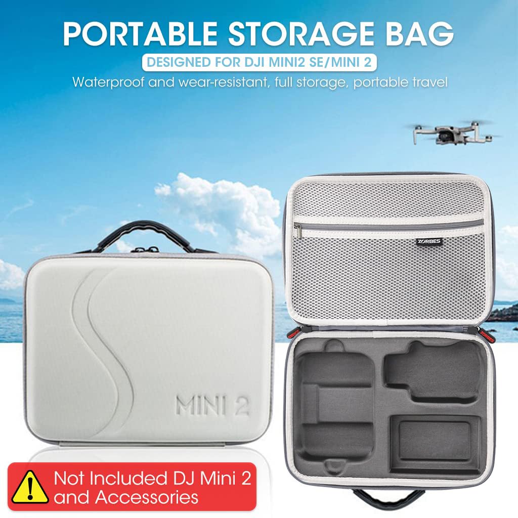 ZORBES Carrying Case for DJI Mini 2, Portable Compact Storage Bag Hard Case Set with Strap Storage Travel Case Compatible with DJI Mini 2 Pro and Drone Controller, Case Only Not Include DJI Product