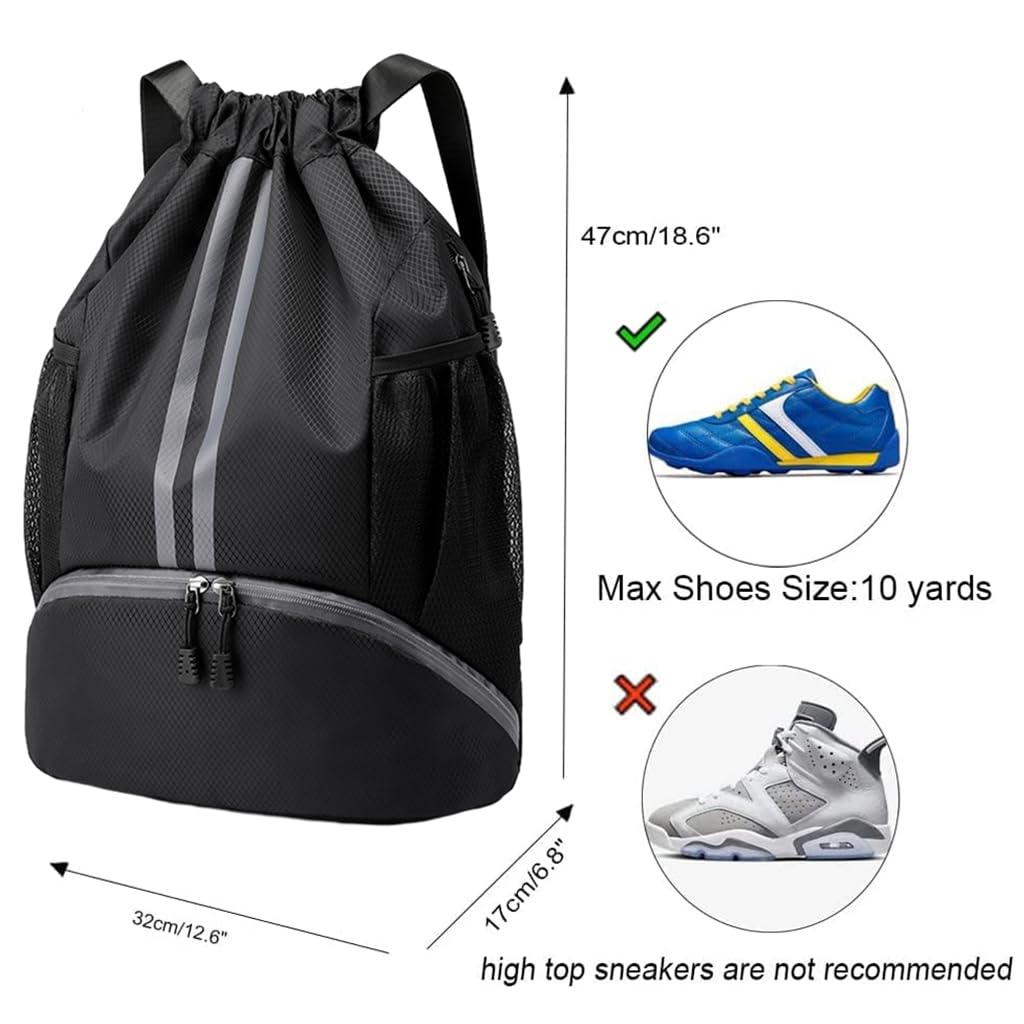 Optifit Basketball Drawstring Bag Sport Drawstring Bag Large Capacity Fitness Backpack with Shoe Compartment Gym Backpack Football Backpack Outdoor Drawstring Bag Backpack