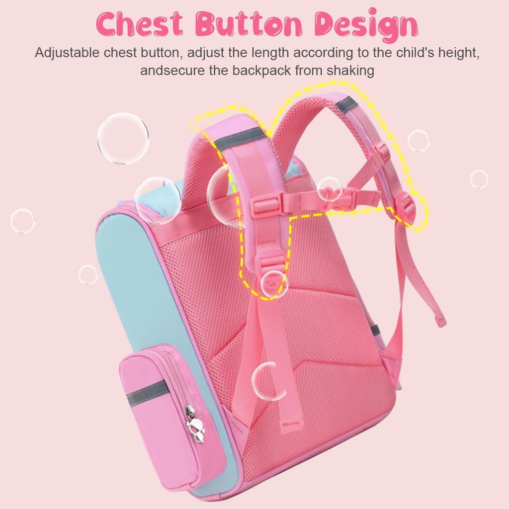PALAY Girls School Backpack Unicorn Cartoon Backpack Primary Bookbag Waterproof Backpack for School, Travel, Camping, Burden-relief Backpack School Gift for Kids 3-6 Years Old